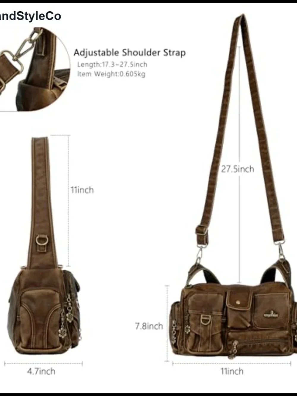 Vintage Hobo Handbag Women Faux Leather Crossbody Shoulder Bag Adjustable Strap